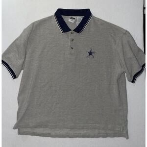 Vintage Dallas Cowboys Polo Shirt‎ Mens XL Gray Blue Embroidered Logo 2000 Y2K